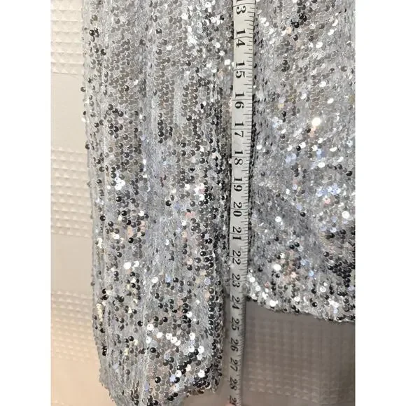 Simply Vera Vera Wang Gold Sequin Blouse Balloon Sleeve Party Top Size Medium - Picture 4 of 6